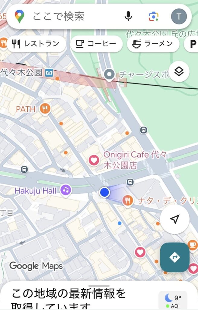 GoogleMapの現在地